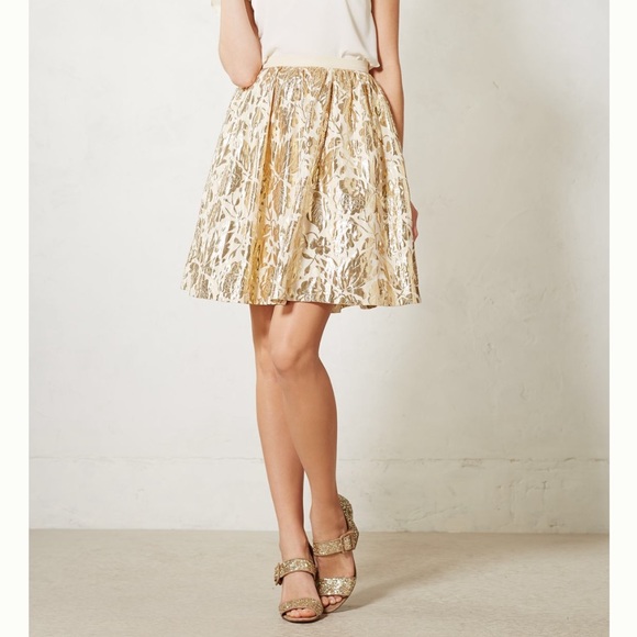 Anthropologie Golden Floral Skirt size 12 - Picture 2 of 4